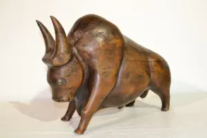 CARVED WOOD BULL