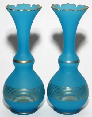 BLUE SATIN GLASS VASES
