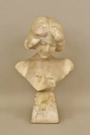 L. 19th C. Figural Marble Bust Sculpture