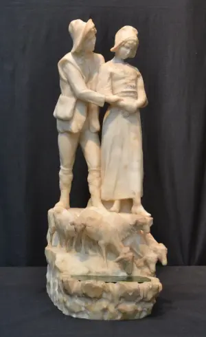 CONTINENTAL CARVED MARBLE LAMP OF MAN &