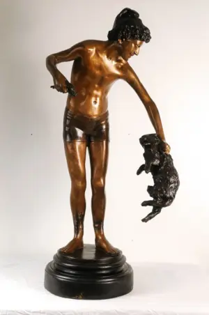 Boy Hunter Bronze 34" Tall