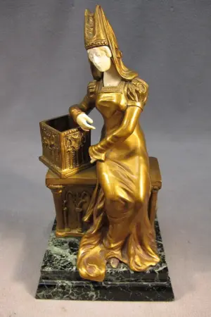 RAPHANEL19th C. bronze & ivory statue