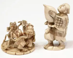 (2) JAPANESE FIGURAL IVORY CARVINGS