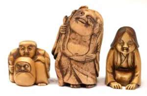 (3) JAPANESE FIGURAL CARVED IVORY NETSUKE