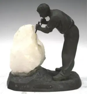 French "Le Carrier" Mednat Bronze Miner Sculpture