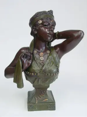 Cold patinated white metal Orientalist bust