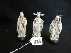 LOT OF 3 IVORY ORIENTAL FIGURINES
