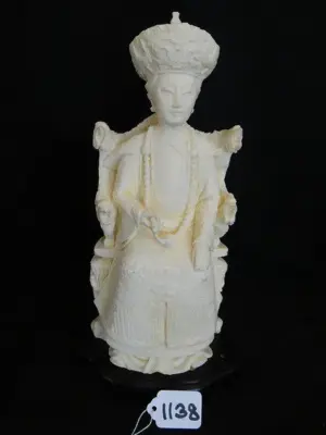 IVORY EMPRESS SITTING - BLACK WOOD STAND - 12''