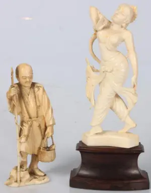 2 Pcs. Carved Ivory Figures