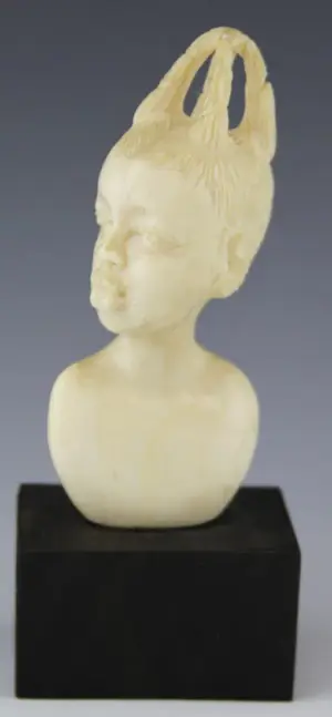 CARVED AFRICAN IVORY BUST OF YOUNG WOMAN NDALA
