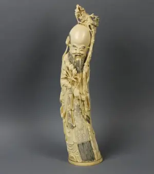 Large Chinese Carved Ivory Tusk Figure of Lohan
