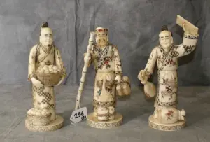 Chinese polychrome marine ivory figures, set of 3