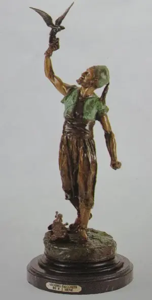 "STANDING FALCONER" BRONZE SCULPTURE - MENE