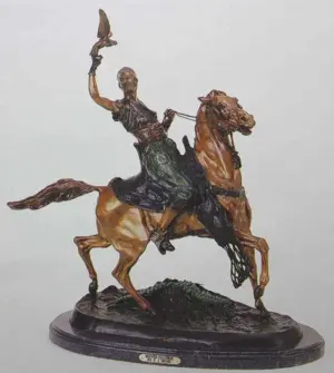 " MOUNTED FALCONER " BRONZE SCULPTURE - MENE