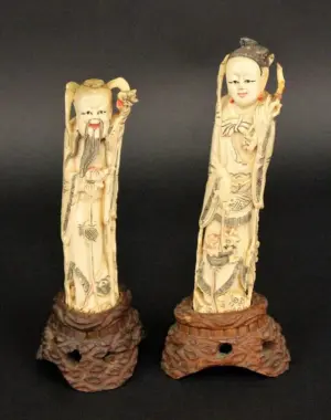 Two Chinese Carved Ivory Figures