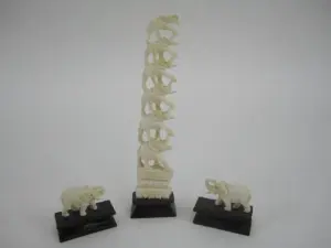 3 PIECE IVORY STANDING ELEPHANTS
