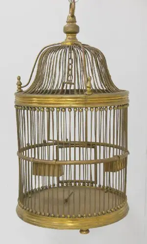 Hanging bronze bird cage