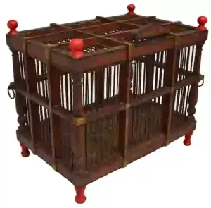 ASIAN WOOD & IRON BIRD CAGE