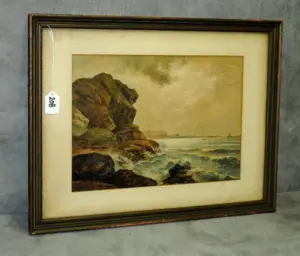 H. Trott watercolor of seashore signed and dated