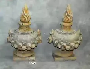 Pair cast stone wall plaques. H:21" W:13"