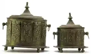 Two (2) Brass Tea Caddies. No Interiors. Each Signed