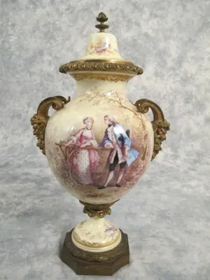 Antique French Sevres bronze & porcelain urn