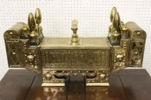 A rare antique Persian brass shoe shinning station