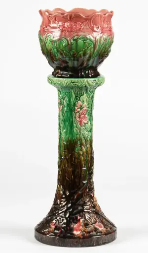Weller Majolica Jardiniere on Stand