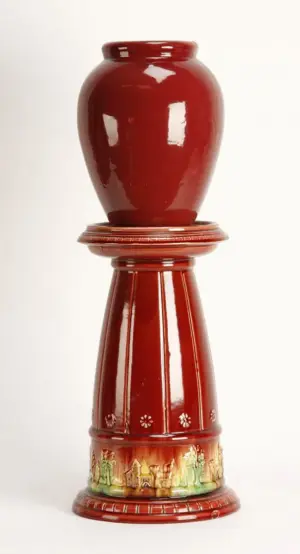 Mid 20th c. ceramic vase and pedestal