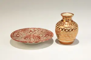 Islamic Hispano Moresque Ware Vase and Dish?