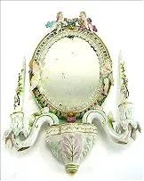 MEISSEN STYLE MIRROR WITH CANDLE STICKS