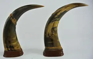 PAIR OF CARVED HORNS