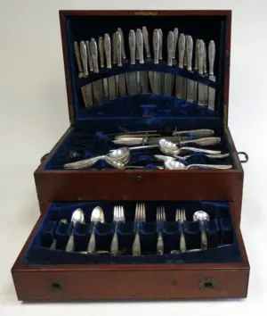 Rogers silver plated silverware set in case