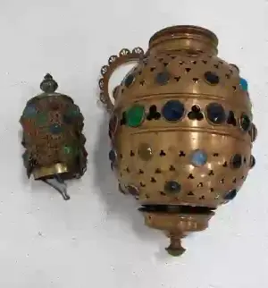 2 Middle Eastern hall lights-brass with jewels