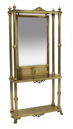 BRASS MIRRORED HALL TREE