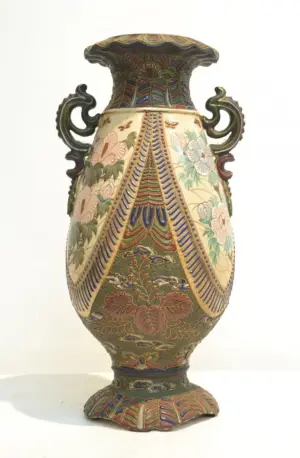 SATSUMA TWIN HANDLE VASE - 8 1/2" x 17"