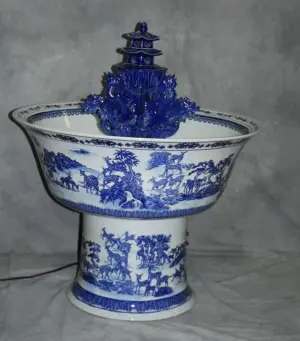 Large Chinese blue and white porcelain fountain.