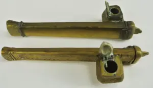 J34-18 TWO CHINESE BRASS INK WELLS