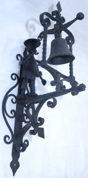 ANTIQUE WROUGHT IRON PORCH BELL