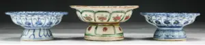 Three (3) Chinese Antique Porcelain Stem Bowls