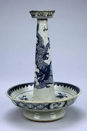 CHINESE BLUE AND WHITE CANDLE STICK