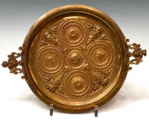 VICTORIAN CAST BRONZE PROFILE PORTRAIT CARD TRAY