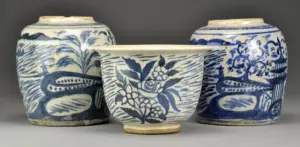 Pr. Chinese Blue & White Ginger Jars & ( 1 ) Planter