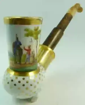 HAND PAINTED CONTINENTAL ANTIQUE PORCELAIN PIPE