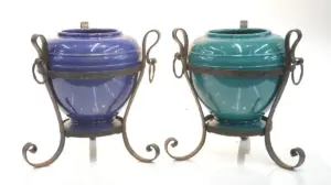 ( Pr ) ROSEVILLE USA JARDINIERES IN HAMMERED