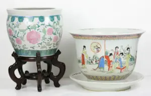 Two (2) Big Chinese Porcelain Tank & Planter