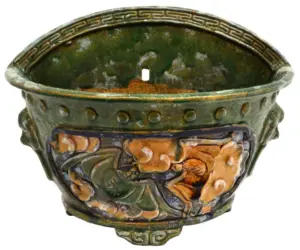 CHINESE HALF ROUND CERAMIC PLANTER WITH BATS