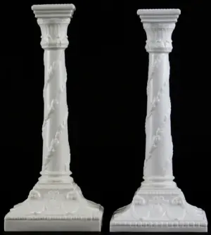 Pair of Royal Worcester England White Porcelain Candle