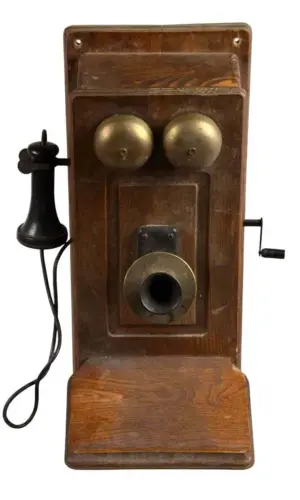 Early Oak Wall Mount Telephone