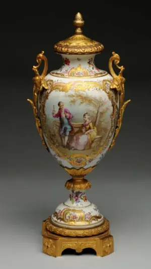 Sevres Hand Painted Bronze Urn